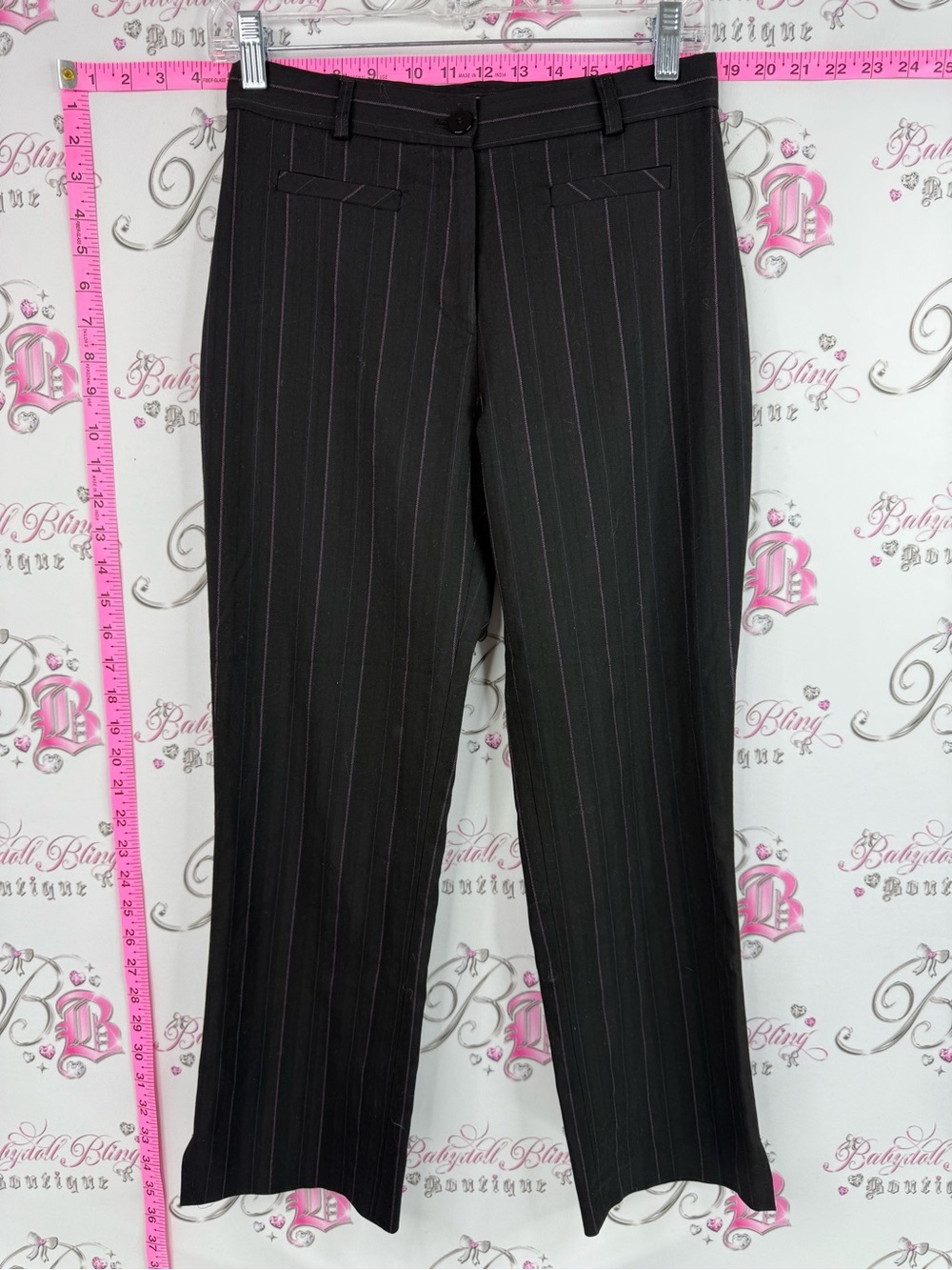 Me capri pants pink stripes vintage y2k pedal pusher Black Pinstripe Dress Pants